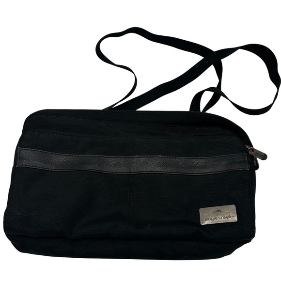 Eagle Creek Black Crossbody Bag Multi Zip Adjustable‎ Travel Purse RFID Blocker - Picture 1 of 16